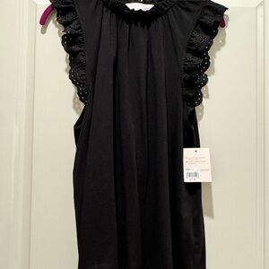 LC Lauren Conrad Black Ruffle Blouse